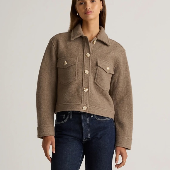 🐱Quince 100% Merino wool cropped shirt jacket - Picture 4 of 12